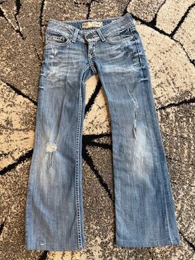 BKE Girl’s Medium Blue Distressed Wide Leg Jeans